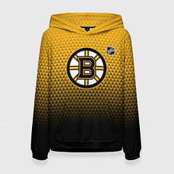 Толстовка-худи женская Бостон Брюинз - геометрический градиент, цвет: 3D-черный