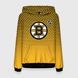 Толстовка-худи женская Бостон Брюинз - паттерн треугольников, цвет: 3D-черный