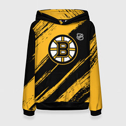 Толстовка-худи женская Бостон Брюинз - брызги краски, цвет: 3D-черный