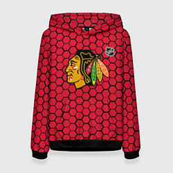 Толстовка-худи женская Чикаго Блэкхокс - красные соты, цвет: 3D-черный
