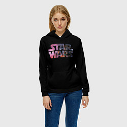 Толстовка-худи женская Звёздные войны надпись искры, цвет: 3D-черный — фото 2