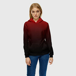 Толстовка-худи женская Из красного в чёрный градиент с точками, цвет: 3D-черный — фото 2