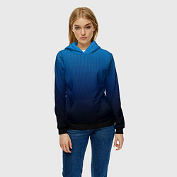 Толстовка-худи женская Из голубого в чёрный градиент с точками, цвет: 3D-черный — фото 2