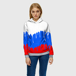 Толстовка-худи женская Патриот - флаг, цвет: 3D-меланж — фото 2