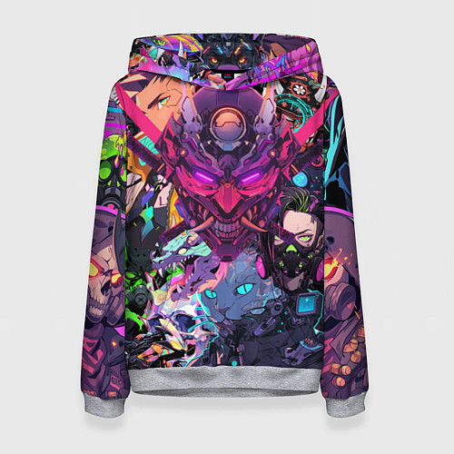Женская толстовка Стиль Cyberpunk / 3D-Меланж – фото 1