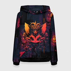 Толстовка-худи женская Магический лисёнок, цвет: 3D-черный