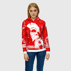 Толстовка-худи женская Спартак - воин спарты, цвет: 3D-белый — фото 2