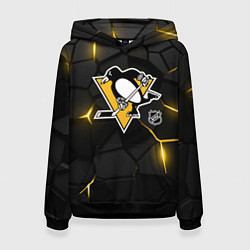 Толстовка-худи женская Питтсбург Пингвинз - плиты с подсветкой, цвет: 3D-черный