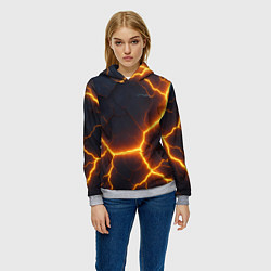 Толстовка-худи женская Молнии и черные объемные плиты, цвет: 3D-меланж — фото 2