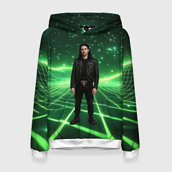 Толстовка-худи женская Bones в зеленом полигоне, цвет: 3D-белый