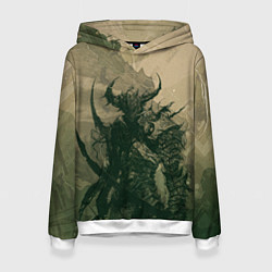 Толстовка-худи женская Драконий всадник, цвет: 3D-белый