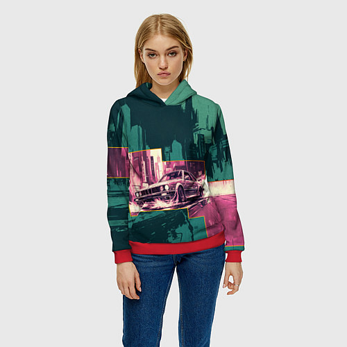 Женская толстовка Дрифтующий спорткар / 3D-Красный – фото 3