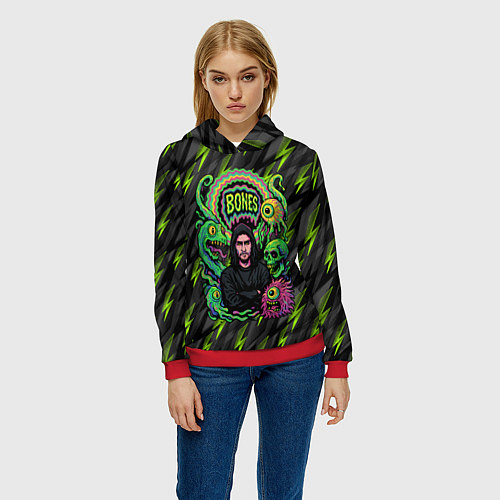 Женская толстовка Bones психоделический стиль / 3D-Красный – фото 3