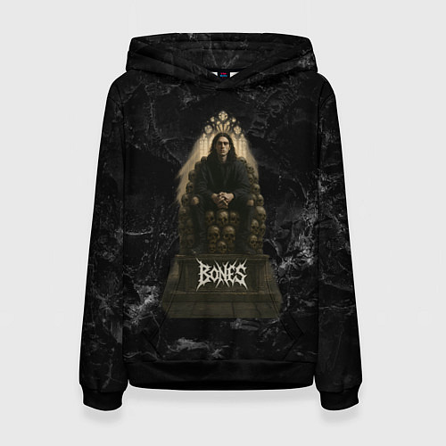 Женская толстовка Bones сидит на троне из черепов / 3D-Черный – фото 1