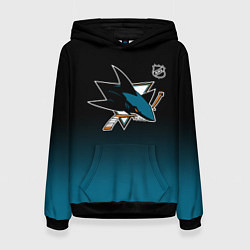 Толстовка-худи женская Сан Хосе Шаркс - градиент, цвет: 3D-черный