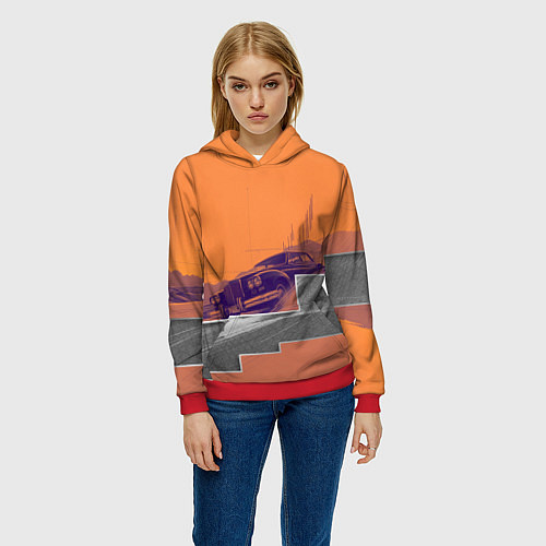 Женская толстовка Элитное авто в пустыни / 3D-Красный – фото 3
