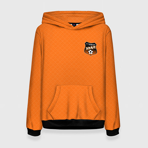 Женская толстовка ФК Урал - текстура оранжевая / 3D-Черный – фото 1