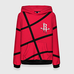 Толстовка-худи женская Хьюстон Рокетс - текстура малинового мяча, цвет: 3D-черный