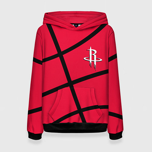 Женская толстовка Хьюстон Рокетс - текстура малинового мяча / 3D-Черный – фото 1