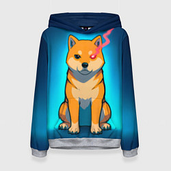 Толстовка-худи женская Сиба-ину с неоновым взглядом, цвет: 3D-меланж
