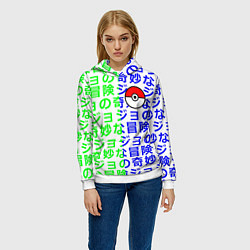 Толстовка-худи женская Pokemon japan pattern, цвет: 3D-белый — фото 2