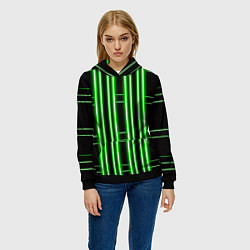 Толстовка-худи женская Neon green, цвет: 3D-черный — фото 2