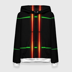 Толстовка-худи женская Neon green black red line, цвет: 3D-белый