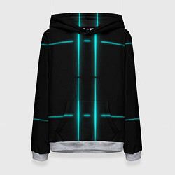 Женская толстовка Neon black light blue line