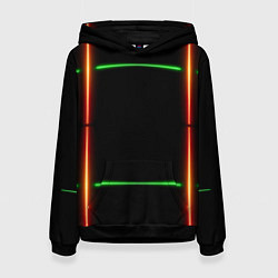 Женская толстовка Color black green orange lines