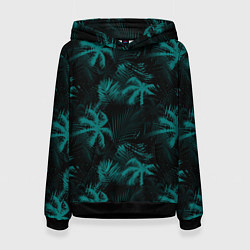Толстовка-худи женская Palm light blue dark, цвет: 3D-черный