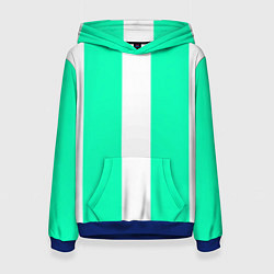 Толстовка-худи женская Color turquoise white line, цвет: 3D-синий