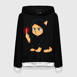 Толстовка-худи женская Котик ситх, цвет: 3D-белый