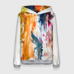 Толстовка-худи женская Разноцветные мазки кисти на палитре художника, цвет: 3D-меланж