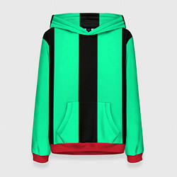 Толстовка-худи женская Color turquoise black line, цвет: 3D-красный