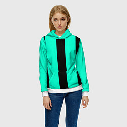 Толстовка-худи женская Color light blue white line, цвет: 3D-белый — фото 2