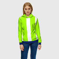 Толстовка-худи женская Color light green white stripes, цвет: 3D-синий — фото 2