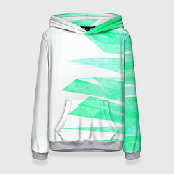 Толстовка-худи женская Color white light blue strip, цвет: 3D-меланж