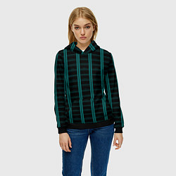 Толстовка-худи женская Color blue dark stripe, цвет: 3D-черный — фото 2