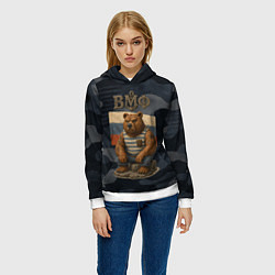 Толстовка-худи женская ВМФ русский медведь, цвет: 3D-белый — фото 2