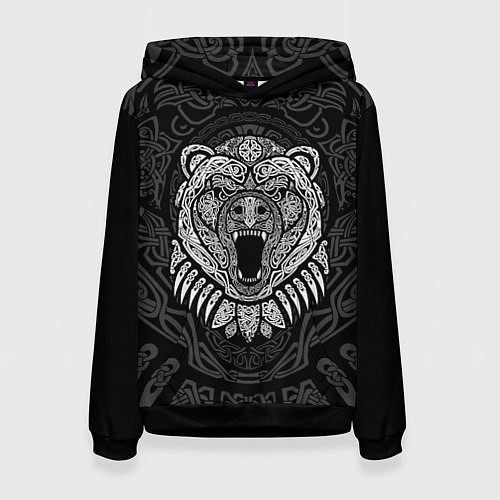 Женская толстовка Медведь в кельтских узорах / 3D-Черный – фото 1