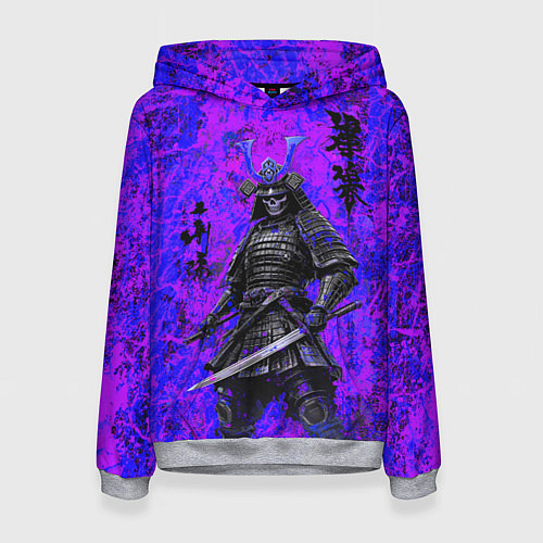 Женская толстовка Призрак самурай - неоновые краски / 3D-Меланж – фото 1