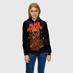 Толстовка-худи женская Black Sabbath skeleton with roses, цвет: 3D-черный — фото 2