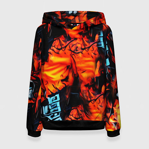 Женская толстовка Абстрактная текстура рыжего пламени / 3D-Черный – фото 1
