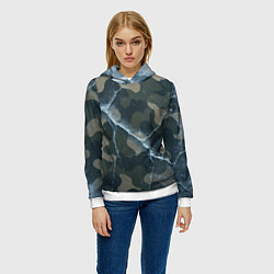 Толстовка-худи женская Ледяной камуфляж, цвет: 3D-белый — фото 2