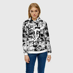 Толстовка-худи женская Doom anime black, цвет: 3D-белый — фото 2