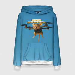 Толстовка-худи женская Mousini Quadrocoptini мем, цвет: 3D-белый