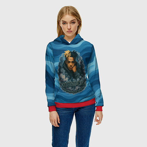 Женская толстовка XXXTentacion в облаке / 3D-Красный – фото 3