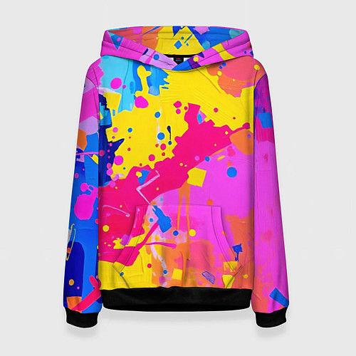 Женская толстовка Яркие пятна акриловой краски на стене / 3D-Черный – фото 1