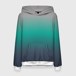 Толстовка-худи женская Градиент серо-зеленый, цвет: 3D-белый