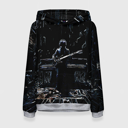 Женская толстовка Линейный силуэт музыканта / 3D-Меланж – фото 1